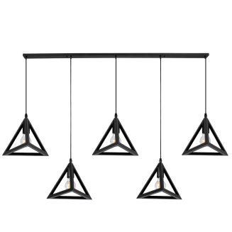 GloboStar® TRIANGLE 00608 Μοντέρνο Κρεμαστό Φωτιστικό Οροφής Πολύφωτο Μαύρο Μεταλλικό Πλέγμα Μ170 x Π22 x Y130cm