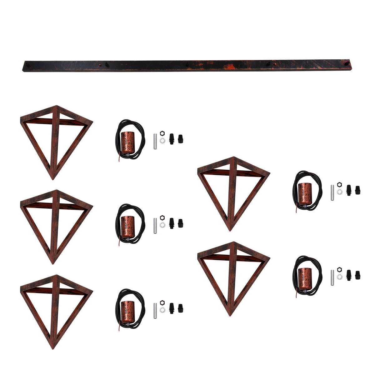 GloboStar® TRIANGLE 00609 Μοντέρνο Κρεμαστό Φωτιστικό Οροφής Πολύφωτο Χάλκινο Μεταλλικό Πλέγμα Μ170 x Π22 x Y130cm - Image 11