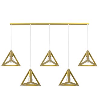 GloboStar® TRIANGLE 00610 Μοντέρνο Κρεμαστό Φωτιστικό Οροφής Πολύφωτο Χρυσό Μεταλλικό Πλέγμα Μ170 x Π22 x Y130cm