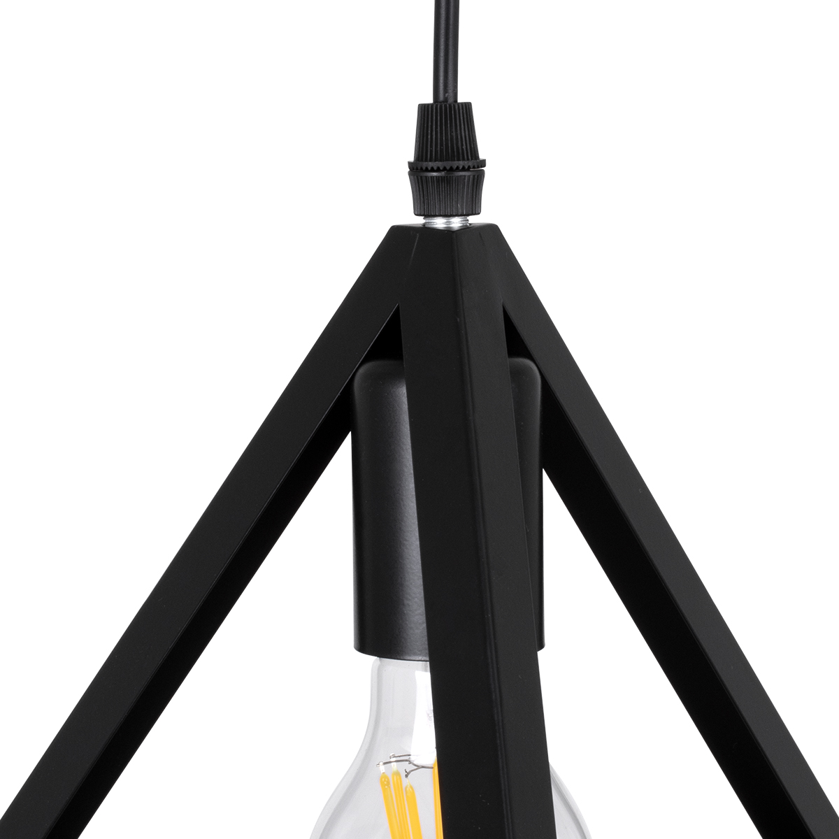 GloboStar® TRIANGLE 00611 Μοντέρνο Κρεμαστό Φωτιστικό Οροφής Δίφωτο Μαύρο Μεταλλικό Πλέγμα Μ60 x Π22 x Y130cm - Image 6