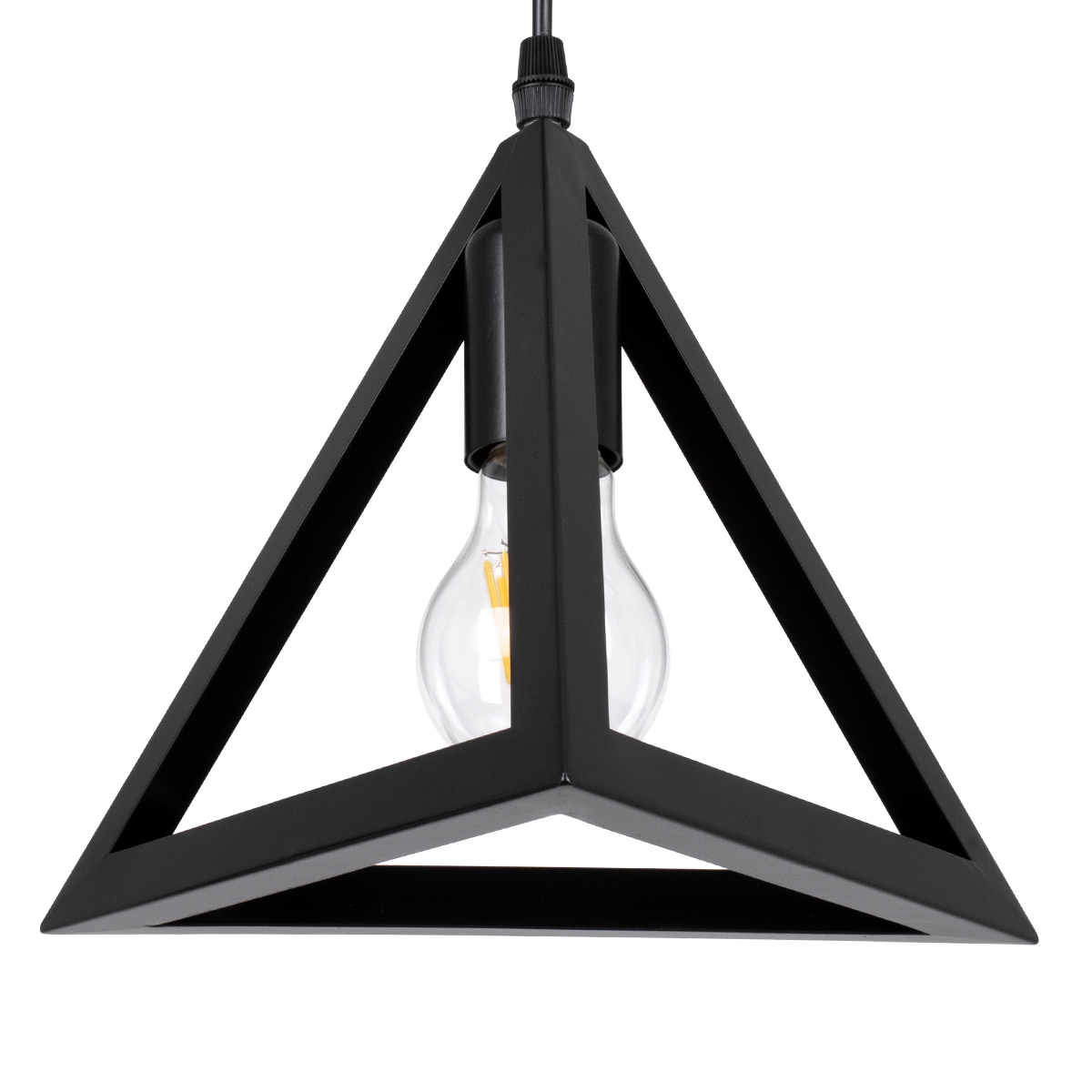 GloboStar® TRIANGLE 00611 Μοντέρνο Κρεμαστό Φωτιστικό Οροφής Δίφωτο Μαύρο Μεταλλικό Πλέγμα Μ60 x Π22 x Y130cm - Image 7