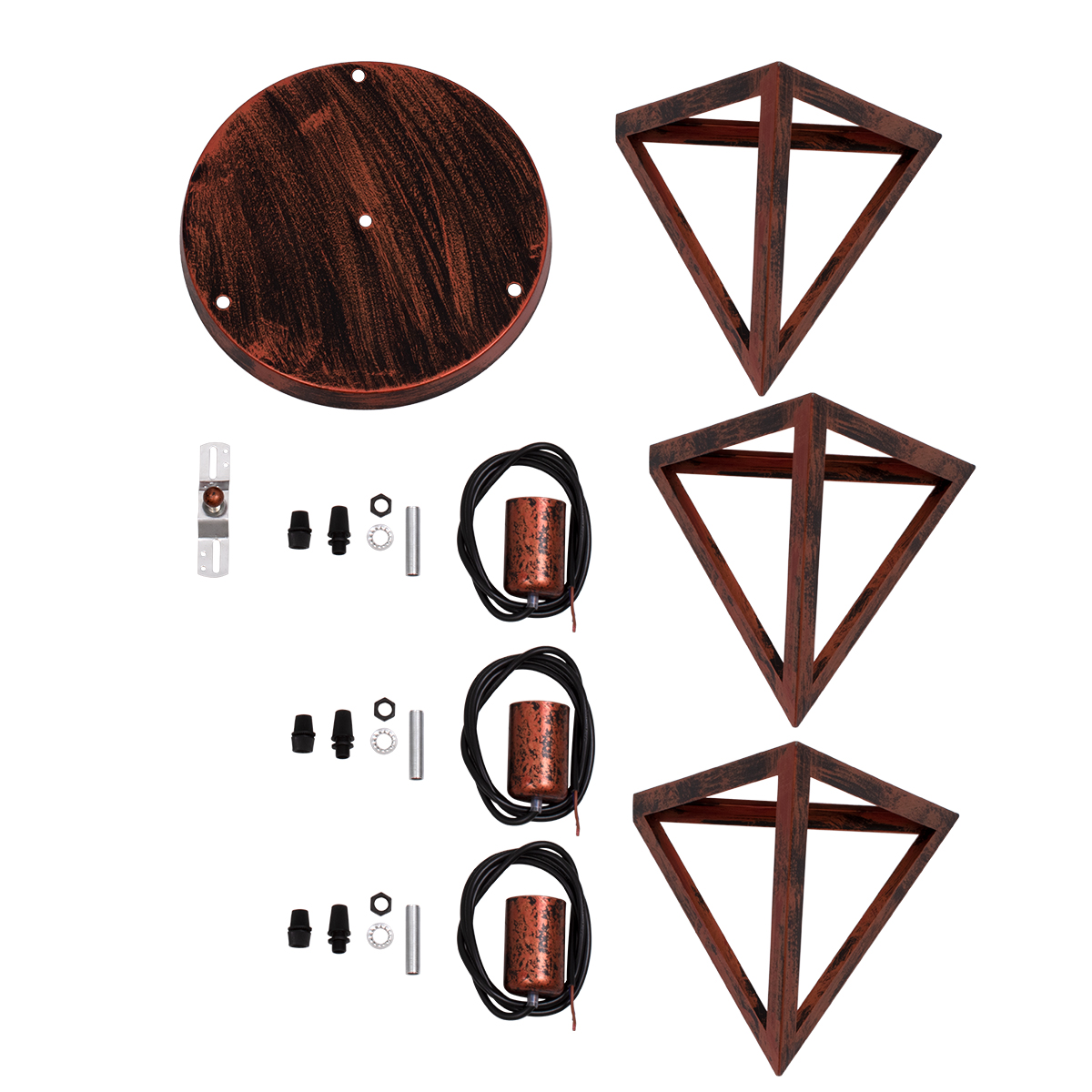 GloboStar® TRIANGLE 00618 Μοντέρνο Κρεμαστό Φωτιστικό Οροφής Τρίφωτο Χάλκινο Μεταλλικό Πλέγμα Φ49 x Y130cm - Image 11