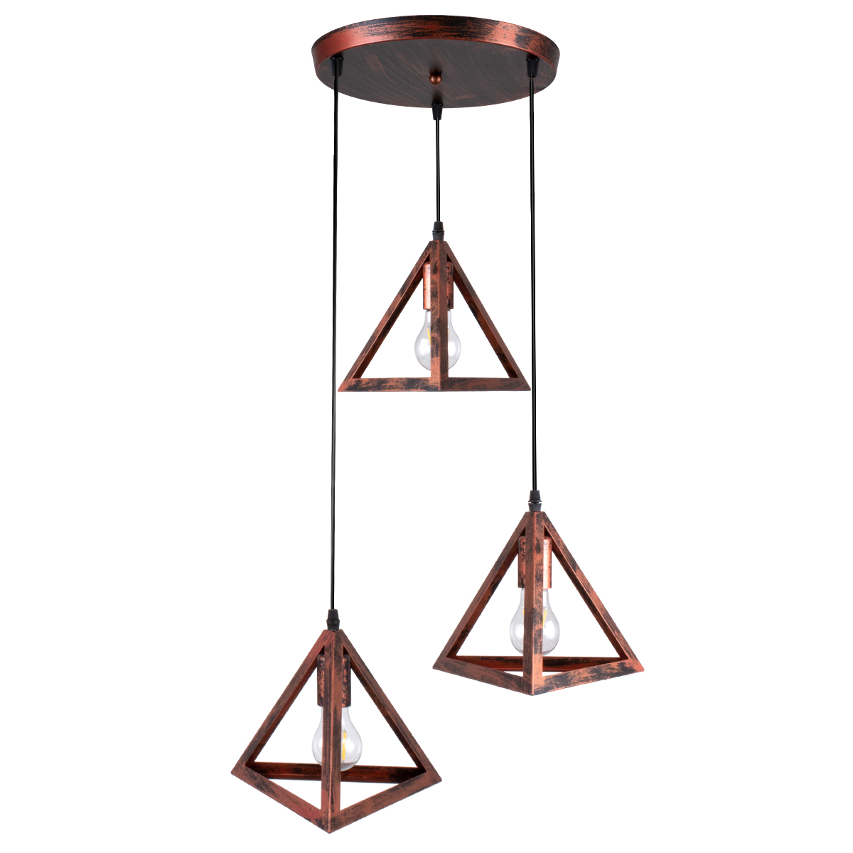 GloboStar® TRIANGLE 00618 Μοντέρνο Κρεμαστό Φωτιστικό Οροφής Τρίφωτο Χάλκινο Μεταλλικό Πλέγμα Φ49 x Y130cm - Image 4