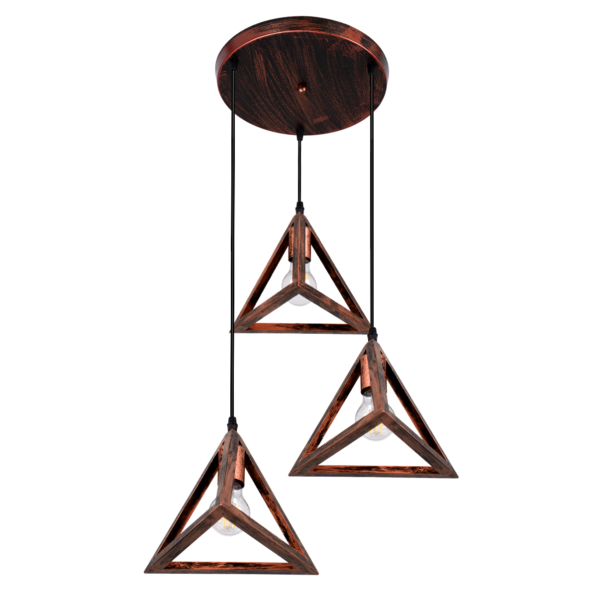 GloboStar® TRIANGLE 00618 Μοντέρνο Κρεμαστό Φωτιστικό Οροφής Τρίφωτο Χάλκινο Μεταλλικό Πλέγμα Φ49 x Y130cm - Image 5