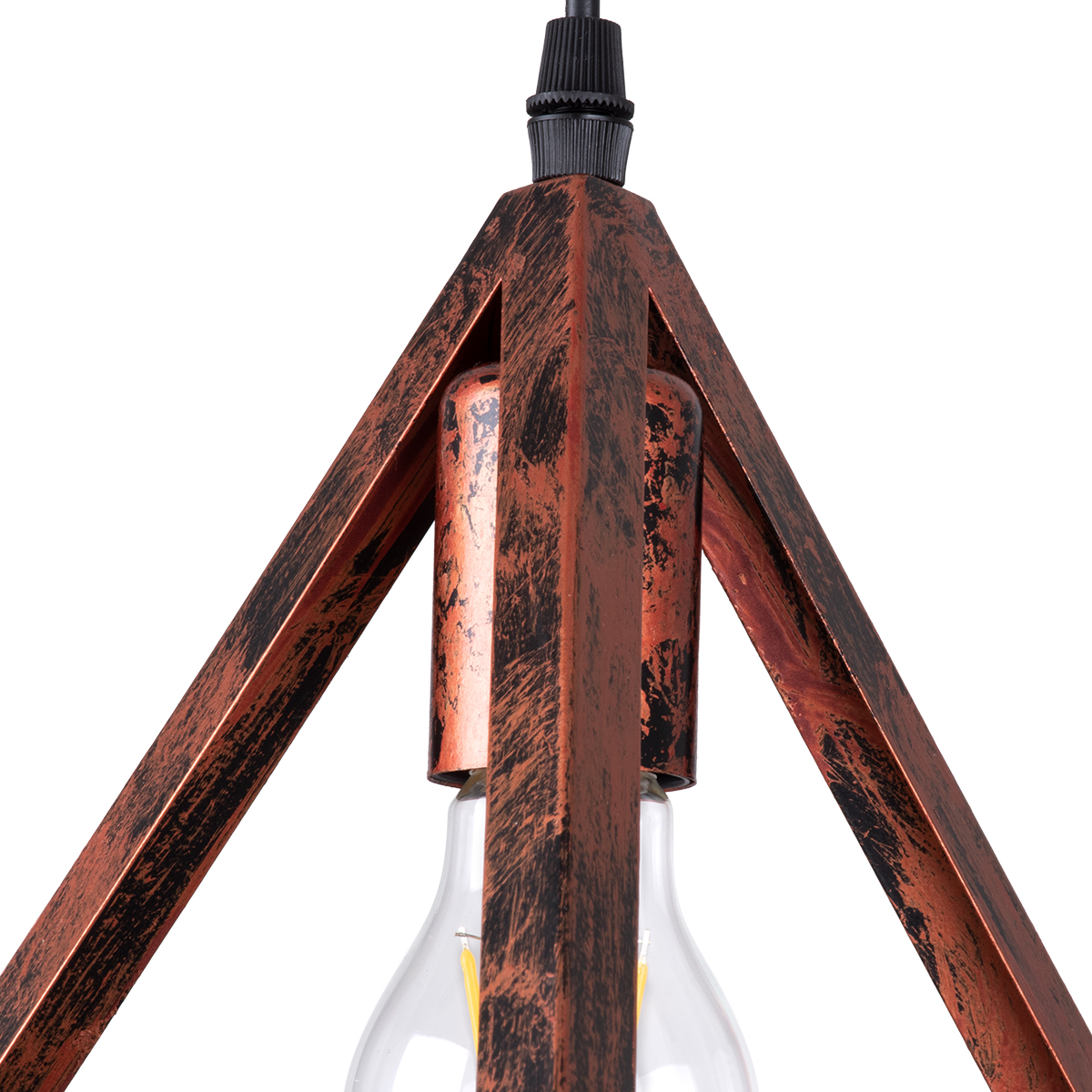 GloboStar® TRIANGLE 00618 Μοντέρνο Κρεμαστό Φωτιστικό Οροφής Τρίφωτο Χάλκινο Μεταλλικό Πλέγμα Φ49 x Y130cm - Image 6