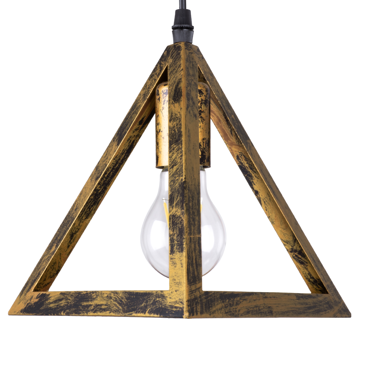 GloboStar® TRIANGLE 00624 Μοντέρνο Κρεμαστό Φωτιστικό Οροφής Τρίφωτο Μπρούτζινο Μεταλλικό Πλέγμα Μ70 x Π22 x Y130cm - Image 8