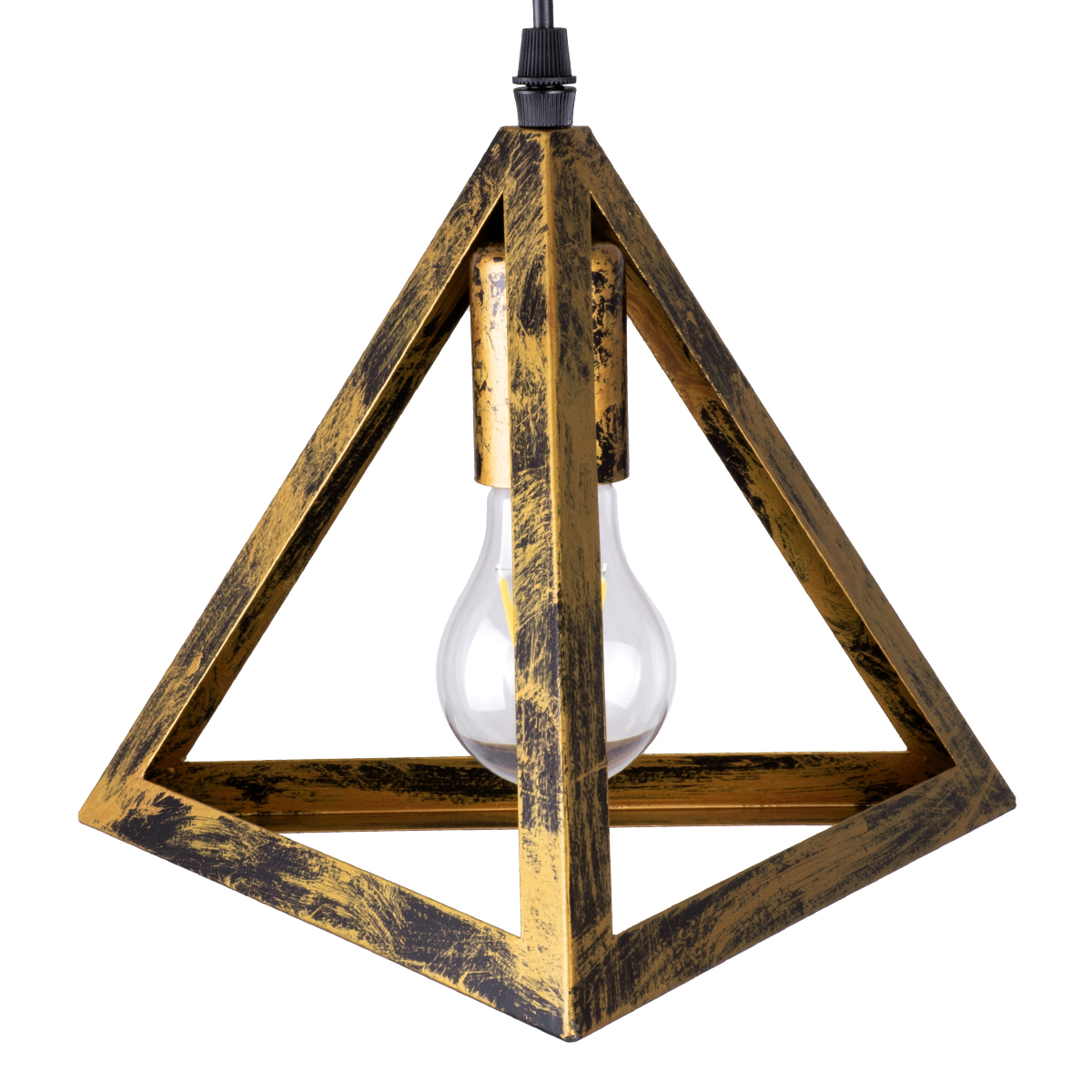 GloboStar® TRIANGLE 00624 Μοντέρνο Κρεμαστό Φωτιστικό Οροφής Τρίφωτο Μπρούτζινο Μεταλλικό Πλέγμα Μ70 x Π22 x Y130cm - Image 9