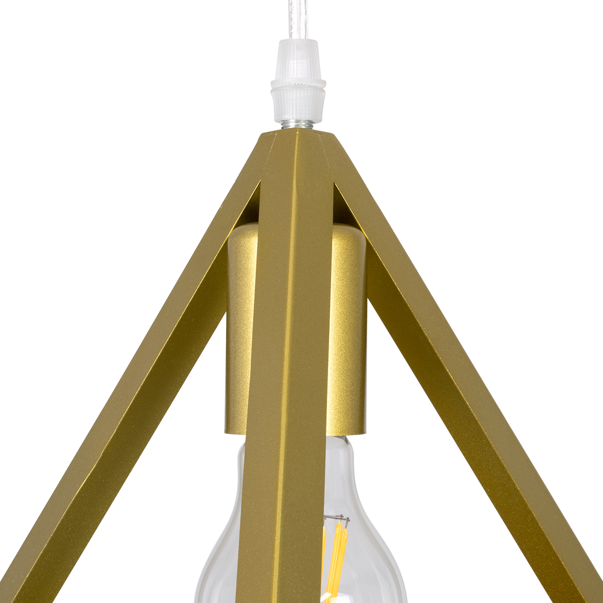 GloboStar® TRIANGLE 00625 Μοντέρνο Κρεμαστό Φωτιστικό Οροφής Τρίφωτο Χρυσό Μεταλλικό Πλέγμα Μ70 x Π22 x Y130cm - Image 6