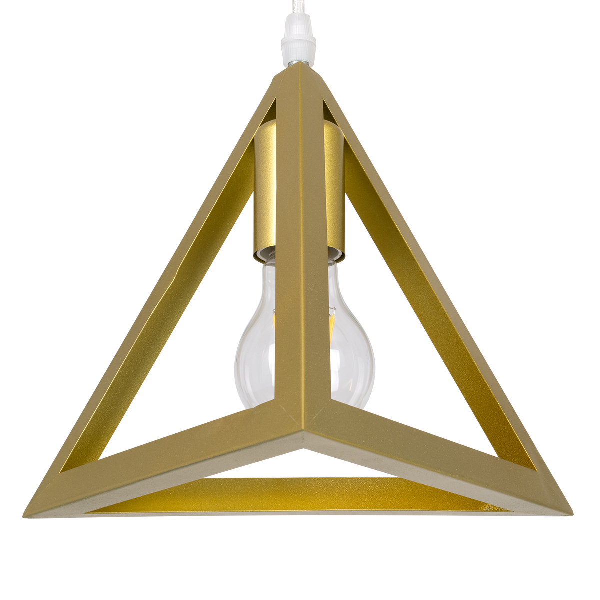 GloboStar® TRIANGLE 00625 Μοντέρνο Κρεμαστό Φωτιστικό Οροφής Τρίφωτο Χρυσό Μεταλλικό Πλέγμα Μ70 x Π22 x Y130cm - Image 7