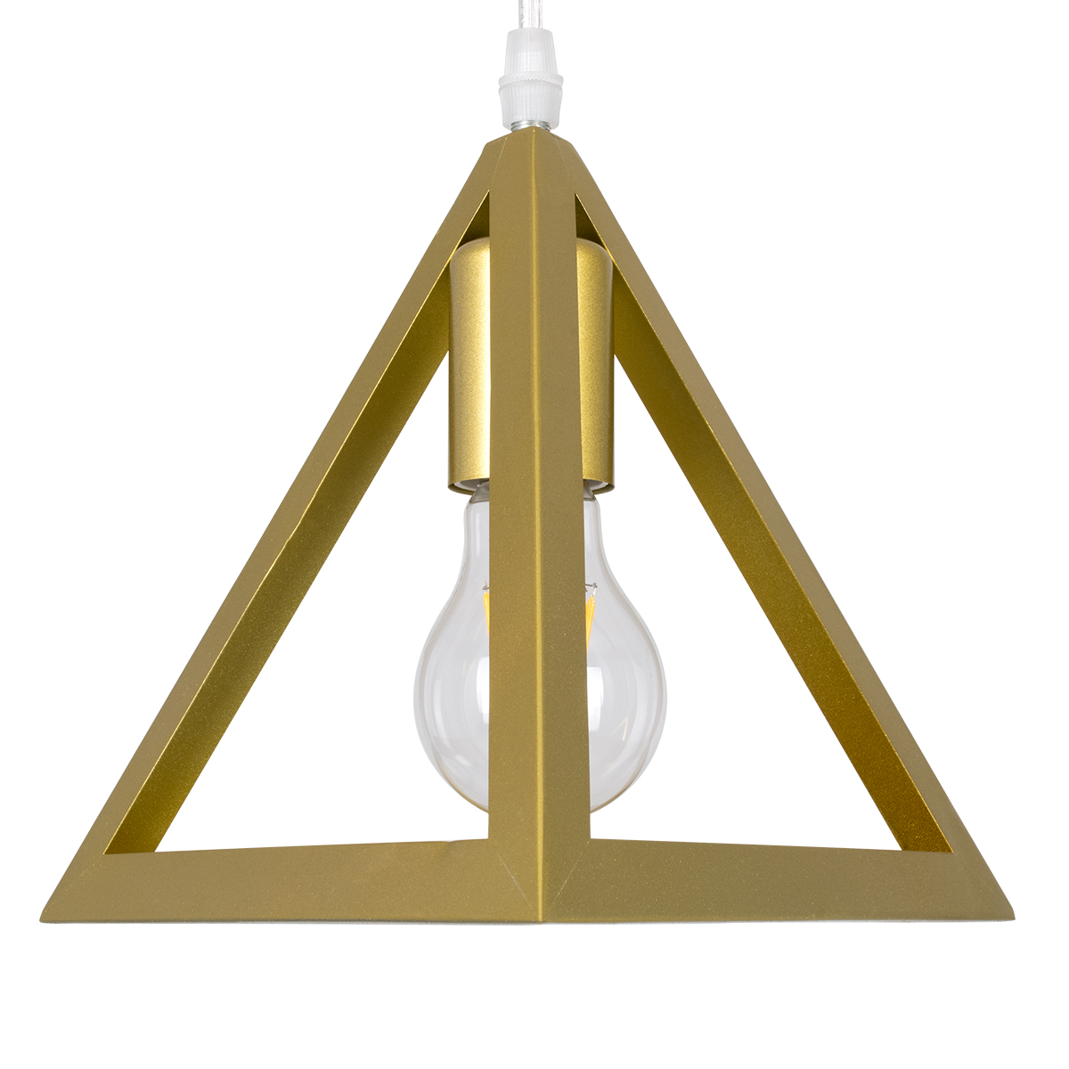 GloboStar® TRIANGLE 00625 Μοντέρνο Κρεμαστό Φωτιστικό Οροφής Τρίφωτο Χρυσό Μεταλλικό Πλέγμα Μ70 x Π22 x Y130cm - Image 8
