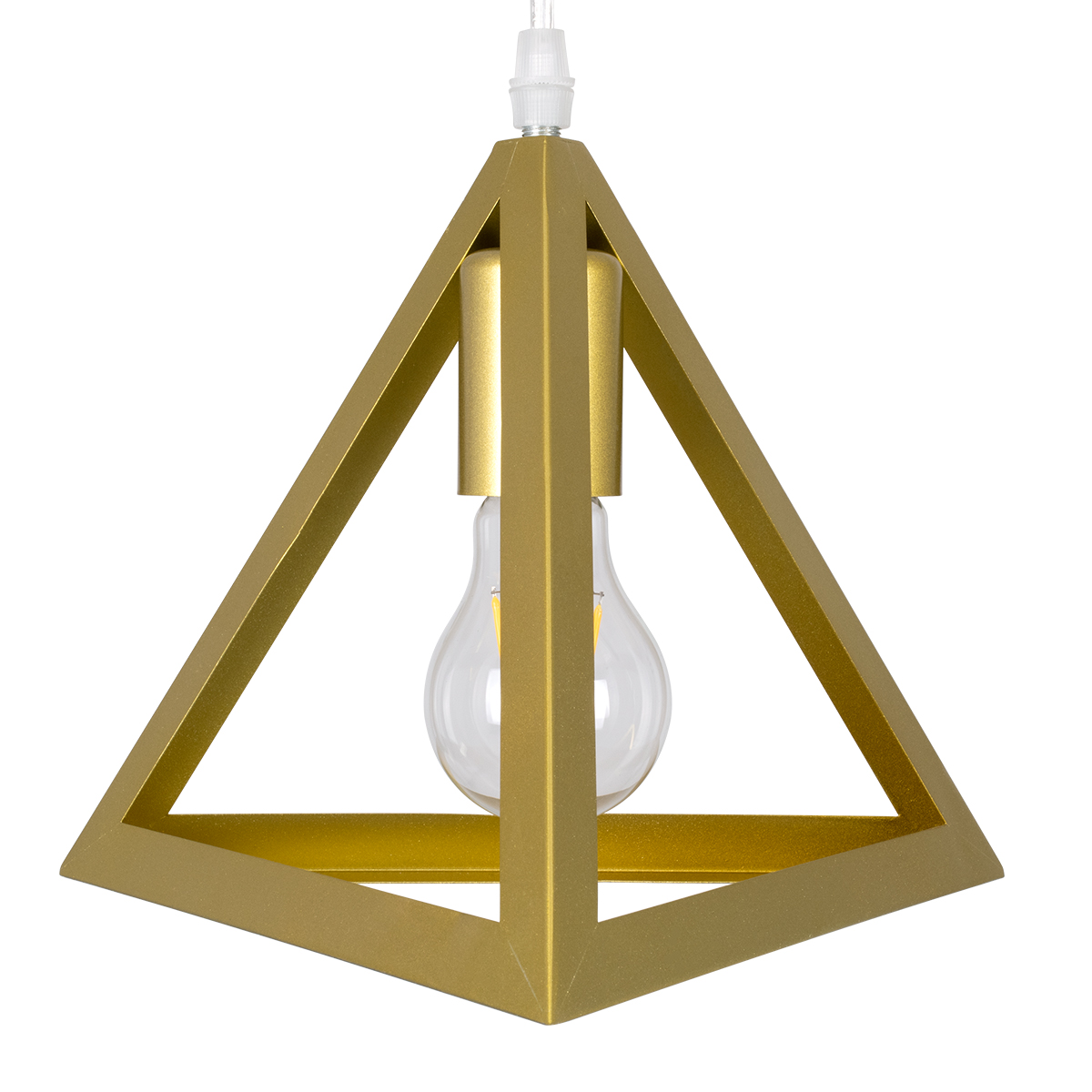 GloboStar® TRIANGLE 00625 Μοντέρνο Κρεμαστό Φωτιστικό Οροφής Τρίφωτο Χρυσό Μεταλλικό Πλέγμα Μ70 x Π22 x Y130cm - Image 9