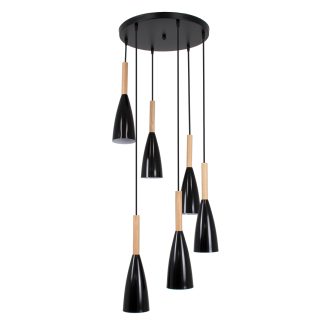GloboStar® DILLON 00628 Μοντέρνο Κρεμαστό Φωτιστικό Οροφής Πολύφωτο Μαύρο Μεταλλικό Πλέγμα Φ52 x Υ130cm