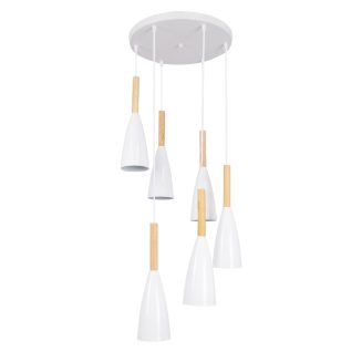 GloboStar® DILLON 00629 Μοντέρνο Κρεμαστό Φωτιστικό Οροφής Πολύφωτο Λευκό Μεταλλικό Πλέγμα Φ52 x Υ130cm