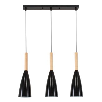 GloboStar® DILLON 00630 Μοντέρνο Κρεμαστό Φωτιστικό Οροφής Τρίφωτο Μαύρο Μεταλλικό Πλέγμα Μ54 x Π14 x Υ130cm