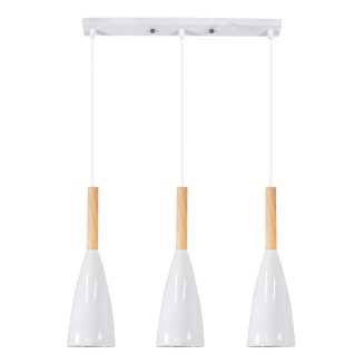 GloboStar® DILLON 00631 Μοντέρνο Κρεμαστό Φωτιστικό Οροφής Τρίφωτο Λευκό Μεταλλικό Πλέγμα Μ54 x Π14 x Υ130cm
