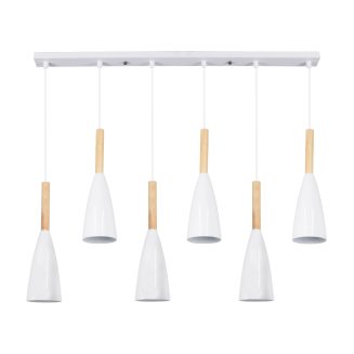 GloboStar® DILLON 00633 Μοντέρνο Κρεμαστό Φωτιστικό Οροφής Πολύφωτο Λευκό Μεταλλικό Καμπάνα Μ84 x Π14 x Υ130cm