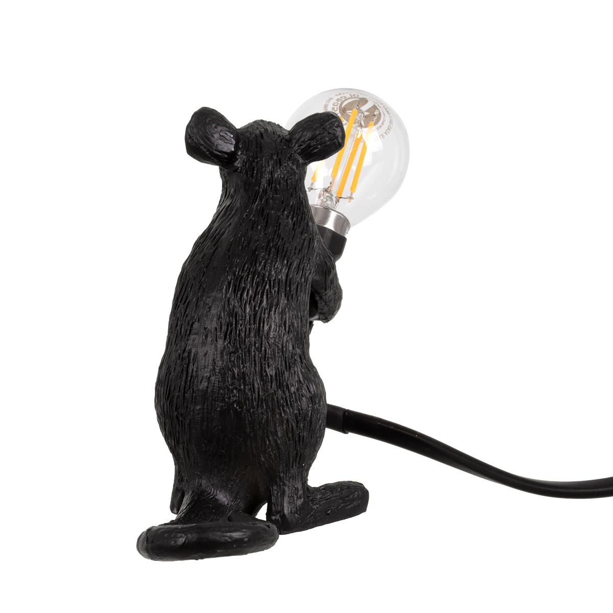 GloboStar® MOUSE 00678 Vintage Επιτραπέζιο Φωτιστικό Πορτατίφ Λαμπατέρ Μονόφωτο με Ντουί 1 x E12 AC 230V Μαύρο Πλαστικό Μ12 x Π4 x Υ10cm - Image 4