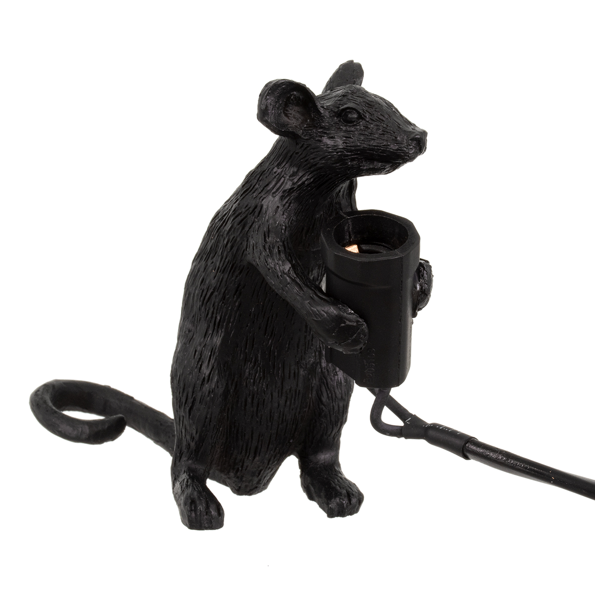 GloboStar® MOUSE 00678 Vintage Επιτραπέζιο Φωτιστικό Πορτατίφ Λαμπατέρ Μονόφωτο με Ντουί 1 x E12 AC 230V Μαύρο Πλαστικό Μ12 x Π4 x Υ10cm - Image 5