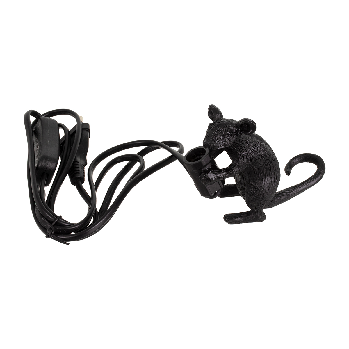 GloboStar® MOUSE 00678 Vintage Επιτραπέζιο Φωτιστικό Πορτατίφ Λαμπατέρ Μονόφωτο με Ντουί 1 x E12 AC 230V Μαύρο Πλαστικό Μ12 x Π4 x Υ10cm - Image 7