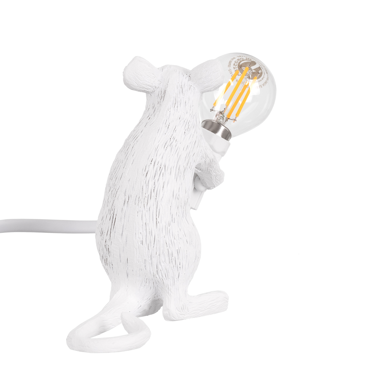 GloboStar® MOUSE 00679 Vintage Επιτραπέζιο Φωτιστικό Πορτατίφ Λαμπατέρ Μονόφωτο με Ντουί 1 x E12 AC 230V Λευκό Πλαστικό Μ12 x Π4 x Υ10cm - Image 4