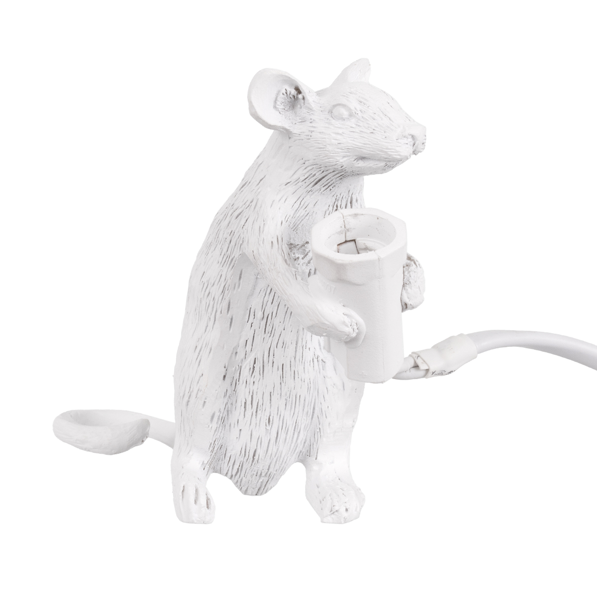 GloboStar® MOUSE 00679 Vintage Επιτραπέζιο Φωτιστικό Πορτατίφ Λαμπατέρ Μονόφωτο με Ντουί 1 x E12 AC 230V Λευκό Πλαστικό Μ12 x Π4 x Υ10cm - Image 5