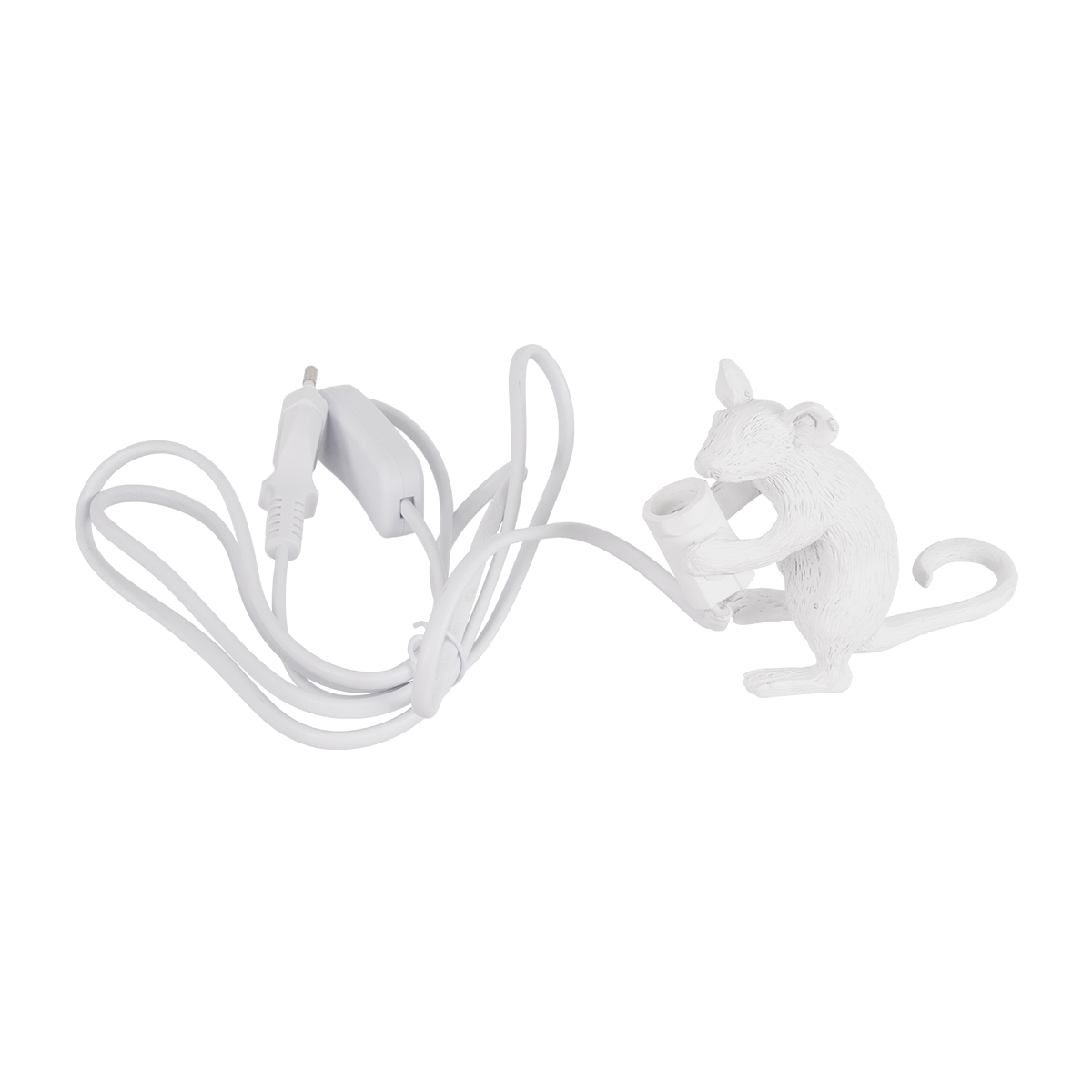 GloboStar® MOUSE 00679 Vintage Επιτραπέζιο Φωτιστικό Πορτατίφ Λαμπατέρ Μονόφωτο με Ντουί 1 x E12 AC 230V Λευκό Πλαστικό Μ12 x Π4 x Υ10cm - Image 7