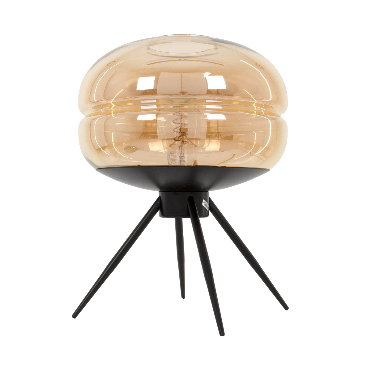 GloboStar® JAVAN 00737 Μοντέρνο Επιτραπέζιο Φωτιστικό Πορτατίφ Λαμπατέρ Μονόφωτο Μελί Γυάλινο Μαύρο Μεταλλικό Φ30 x Υ19cm - Image 5