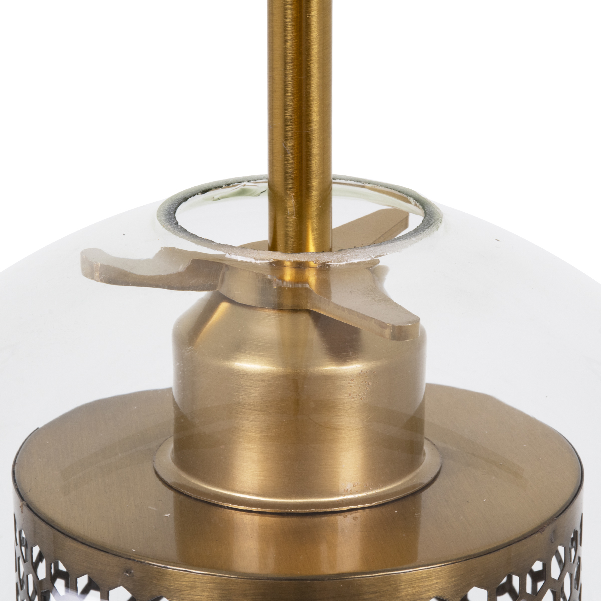 GloboStar® AVERY 00739 Μοντέρνο Κρεμαστό Φωτιστικό Οροφής Μονόφωτο Διάφανο Γυάλινο με Χρυσό Μεταλλικό Πλέγμα Φ18 x Υ38cm - Image 7