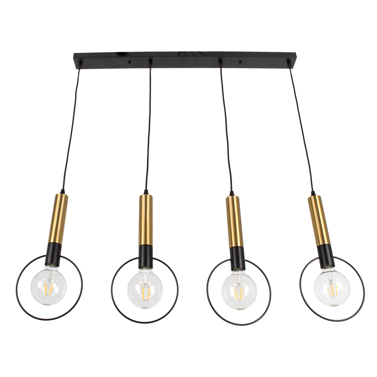 GloboStar® OLVERO 00775 Μοντέρνο Κρεμαστό Φωτιστικό Οροφής Πολύφωτο Μαύρο Χρυσό Μεταλλικό Πλέγμα Μ90 x Π18 x Y130cm - Image 4