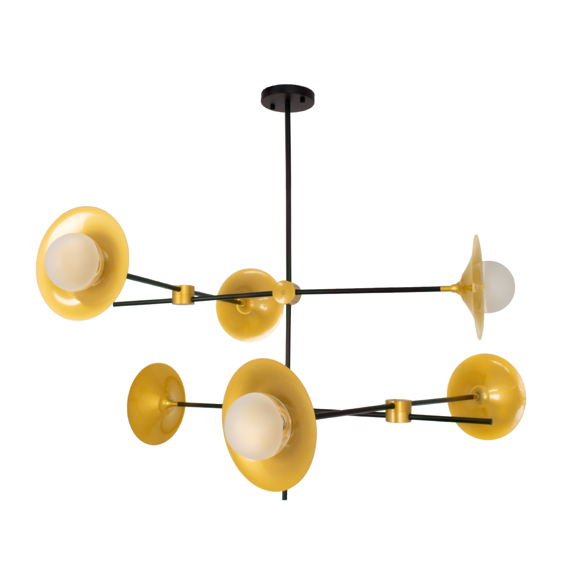 GloboStar® JOLIET 00780 Μοντέρνο Φωτιστικό Οροφής Πολύφωτο 6 x G9 AC 230V Μαύρο - Χρυσό Μεταλλικό Πλέγμα Φ93 x Υ87cm - Image 8