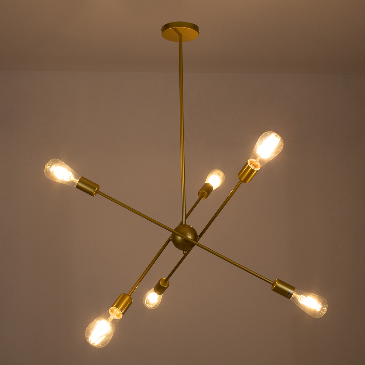 GloboStar® ZANE 00786 Μοντέρνο Φωτιστικό Οροφής Πολύφωτο Χρυσό Μεταλλικό Ράγα Φ70 x Y100cm - Image 3