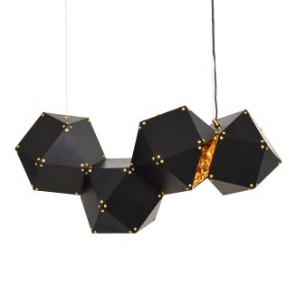GloboStar® WELLES Replica 00796 Μοντέρνο Κρεμαστό Φωτιστικό Οροφής Πολύφωτο Μεταλλικό Μαύρο Χρυσό Μ68 x Π32 x Υ30cm