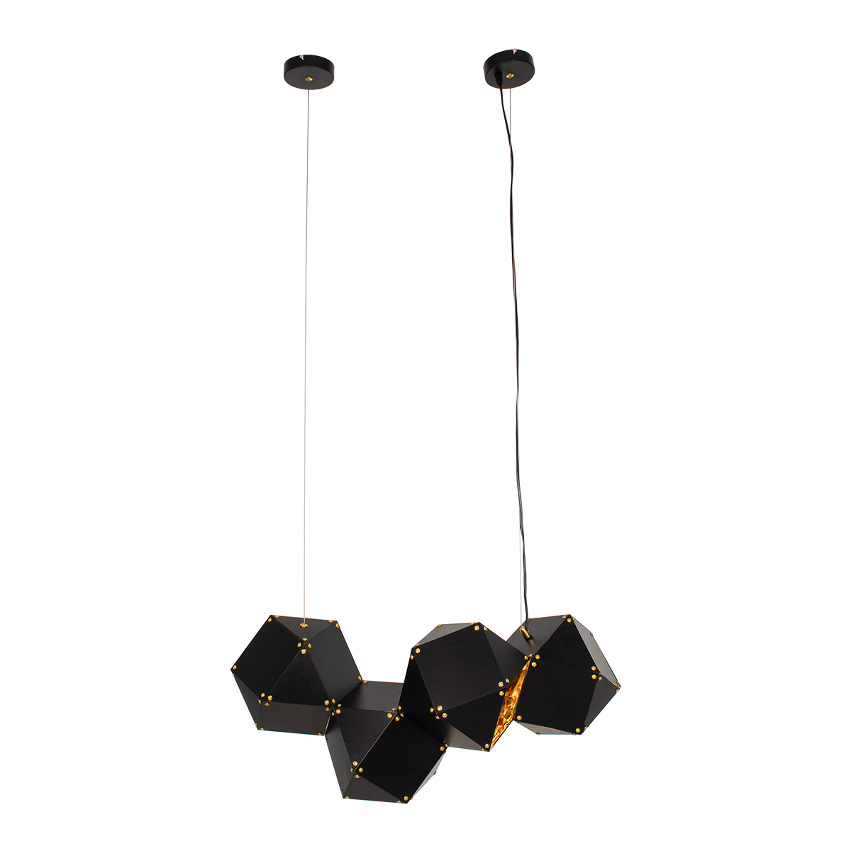 GloboStar® WELLES Replica 00796 Μοντέρνο Κρεμαστό Φωτιστικό Οροφής Πολύφωτο Μεταλλικό Μαύρο Χρυσό Μ68 x Π32 x Υ30cm - Image 3