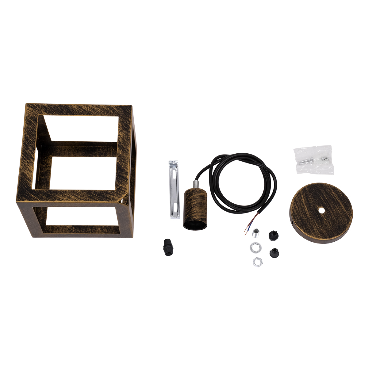GloboStar® CUBE 00803 Μοντέρνο Κρεμαστό Φωτιστικό Οροφής Μονόφωτο Χρυσό Σκουριά Μεταλλικό Πλέγμα Μ25 x Π25 x Υ25cm - Image 8