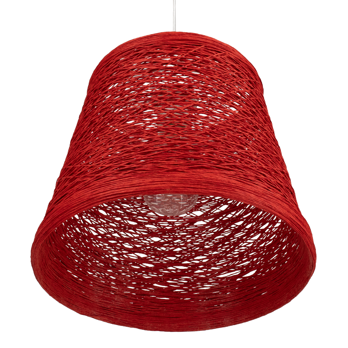 GloboStar® PLAYROOM 00863 Vintage Κρεμαστό Φωτιστικό Οροφής Μονόφωτο Κόκκινο Ξύλινο Ψάθινο Rattan Φ32 x Υ27cm - Image 6