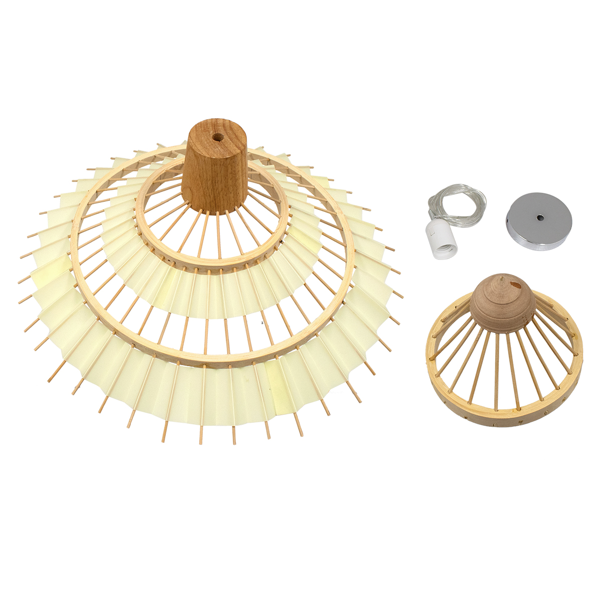 GloboStar® VENTALIA 00897 Vintage Κρεμαστό Φωτιστικό Οροφής Μονόφωτο Μπεζ Ξύλινο Bamboo Φ40 x Y22cm - Image 7