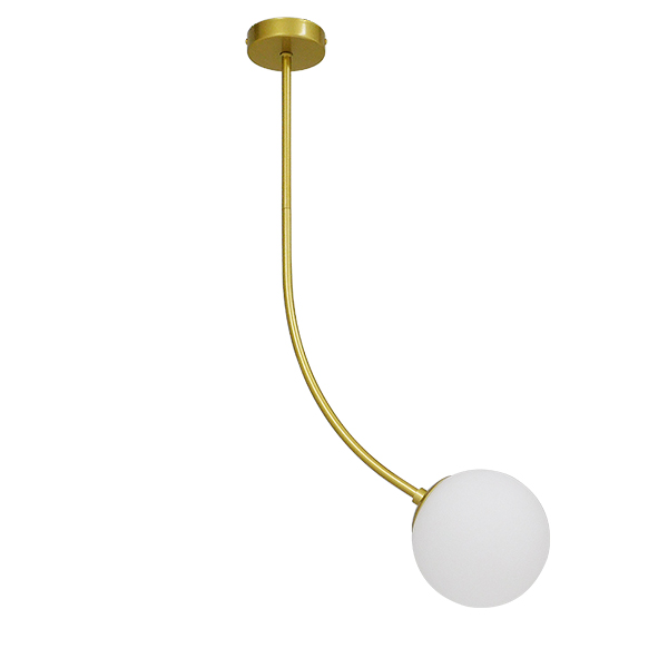 GloboStar® DRIZZLE 00922 Μοντέρνο Φωτιστικό Οροφής Μονόφωτο Χρυσό 70cm με Λευκό Ματ Γυαλί Φ15 x Y70cm