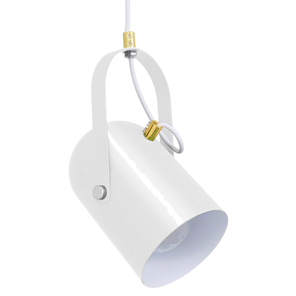 GloboStar® HAZEL 00924 Μοντέρνο Κρεμαστό Φωτιστικό Οροφής Μονόφωτο Λευκό Glossy με Χρυσές Λεπτομέρειες Μεταλλικό Φ12 x Υ27cm