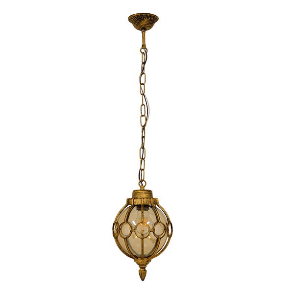 GloboStar® ETOILE 00988 Vintage Industrial Κρεμαστό Φωτιστικό Οροφής Μονόφωτο Μπρονζέ Χρυσό Μεταλλικό Πλέγμα με Μελί Γυαλί Φ18 x Υ27cm - Image 2
