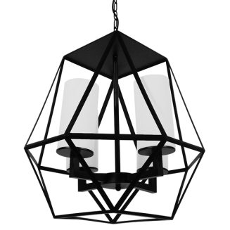GloboStar® DASTAR 01001-1 Vintage Industrial Κρεμαστό Φωτιστικό Οροφής Πολύφωτο Μαύρο Μεταλλικό Πολυέλαιος Φ52 x Y53cm
