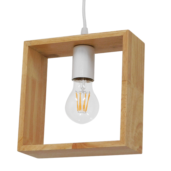 GloboStar® ELISE 01428 Μοντέρνο Κρεμαστό Φωτιστικό Οροφής Μονόφωτο Μπεζ Ξύλινο Δρυς Μ20 x Π8 x Υ23cm