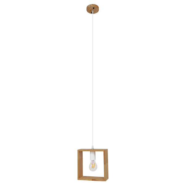 GloboStar® ELISE 01428 Μοντέρνο Κρεμαστό Φωτιστικό Οροφής Μονόφωτο Μπεζ Ξύλινο Δρυς Μ20 x Π8 x Υ23cm - Image 2