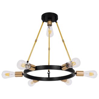 GloboStar® SAILOR 01445 Μοντέρνο Φωτιστικό Οροφής Πολύφωτο Μαύρο Χρυσό Μεταλλικό Φ55 x Y55cm