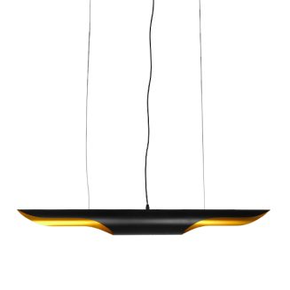 GloboStar® NEBULA 01473 Μοντέρνο Κρεμαστό Φωτιστικό Οροφής 100cm Δίφωτο Μαύρο Χρυσό Μεταλλικό Μ100 x Π10 x Y10cm