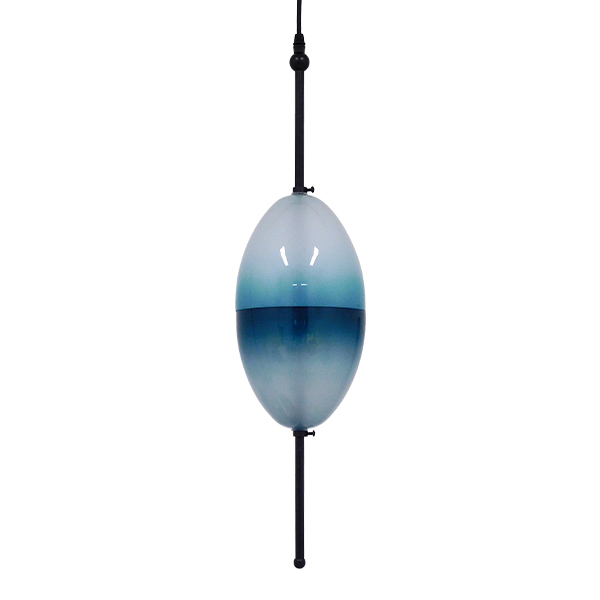 GloboStar® TEARDROP 01501 Μοντέρνο Κρεμαστό Φωτιστικό Οροφής Μονόφωτο Γυάλινο Τιρκουάζ Διάφανο Φ16 x Υ66cm