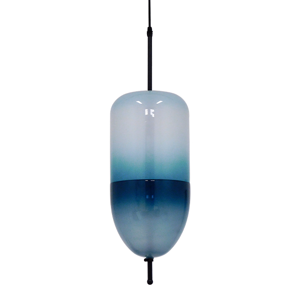 GloboStar® TEARDROP 01504 Μοντέρνο Κρεμαστό Φωτιστικό Οροφής Μονόφωτο Γυάλινο Τιρκουάζ Διάφανο Φ20 x Υ65cm