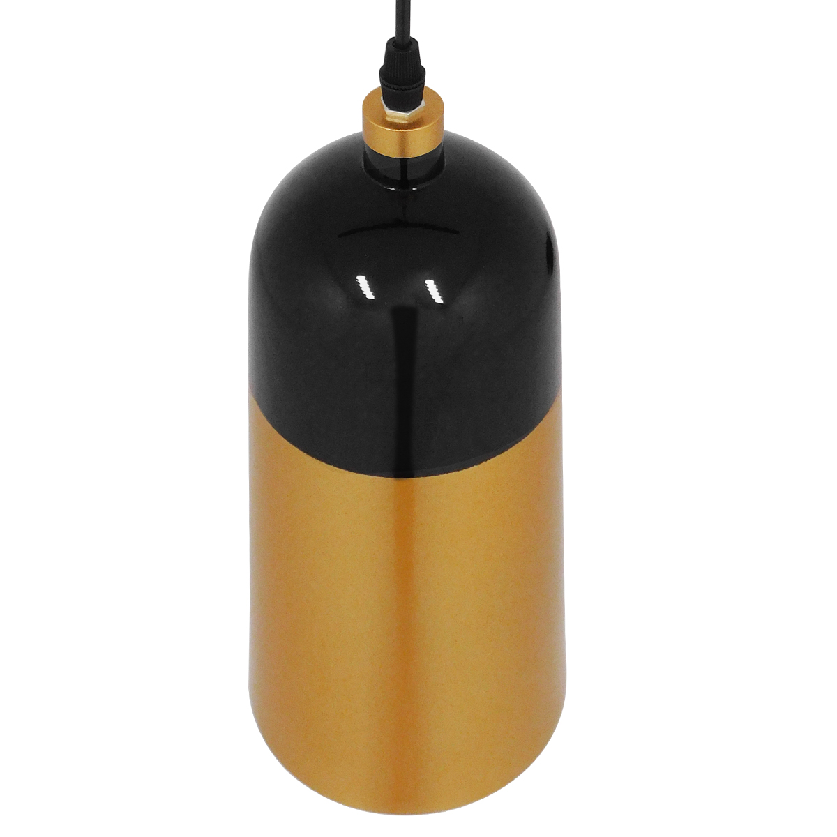 GloboStar® PALAZZO 01523 Μοντέρνο Κρεμαστό Φωτιστικό Οροφής Μονόφωτο Μαύρο - Χρυσό Μεταλλικό Καμπάνα Φ14 x Υ34cm - Image 7
