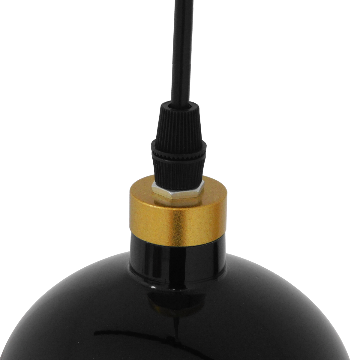 GloboStar® PALAZZO 01523 Μοντέρνο Κρεμαστό Φωτιστικό Οροφής Μονόφωτο Μαύρο - Χρυσό Μεταλλικό Καμπάνα Φ14 x Υ34cm - Image 8