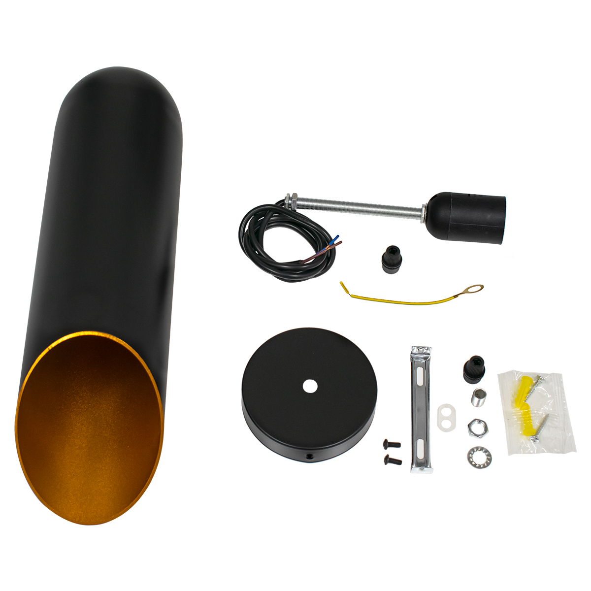 GloboStar® CARSON 01527 Μοντέρνο Κρεμαστό Φωτιστικό Οροφής Μονόφωτο Μαύρο - Χρυσό Μεταλλικό Καμπάνα Φ10 x Υ38cm - Image 7