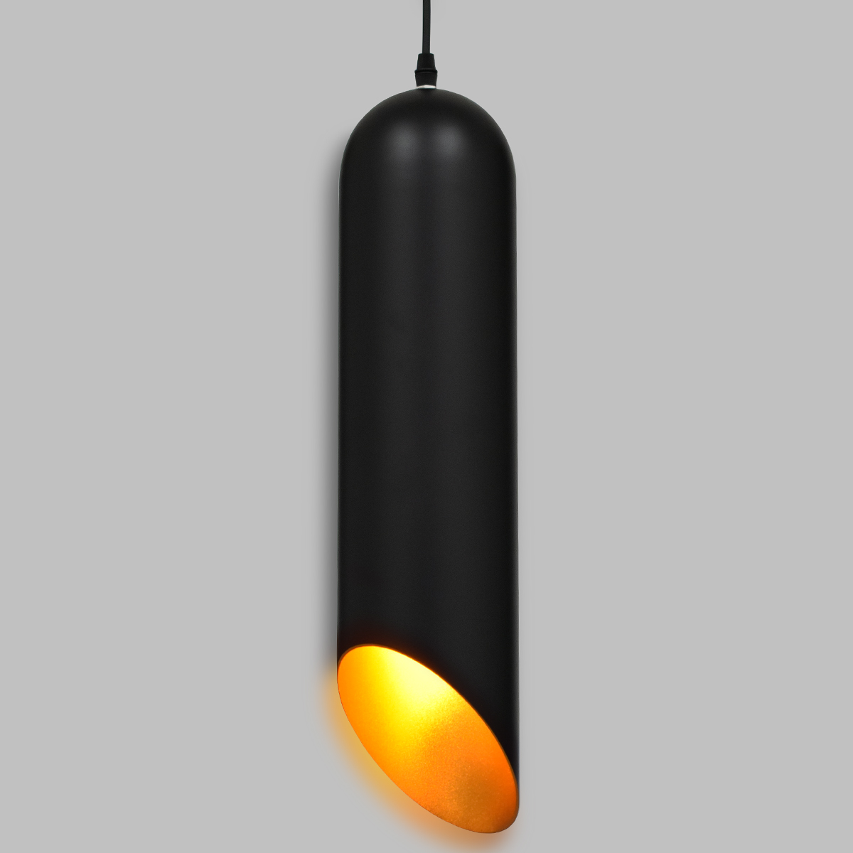 GloboStar® CARSON 01528 Μοντέρνο Κρεμαστό Φωτιστικό Οροφής Μονόφωτο Μαύρο - Χρυσό Μεταλλικό Καμπάνα Φ12 x Υ52cm - Image 2